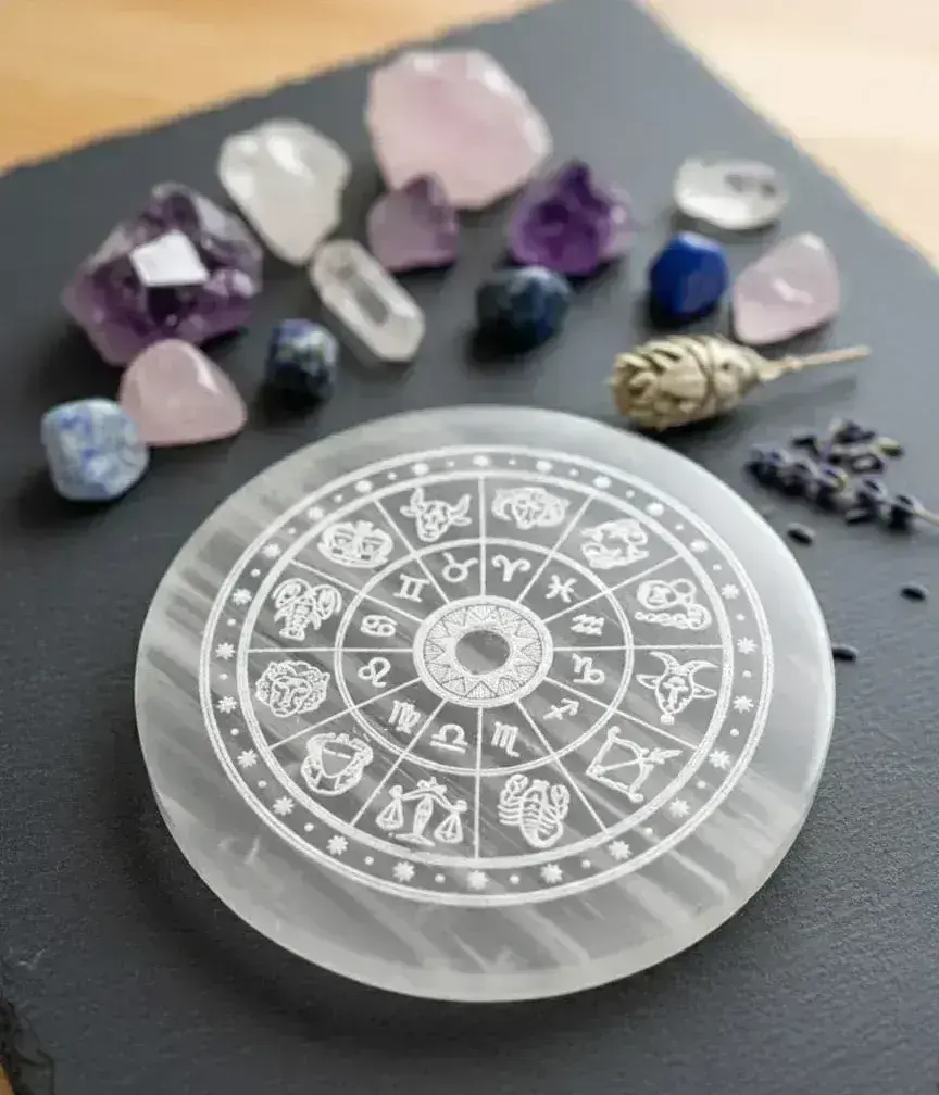 Selenite Zodiac Plate